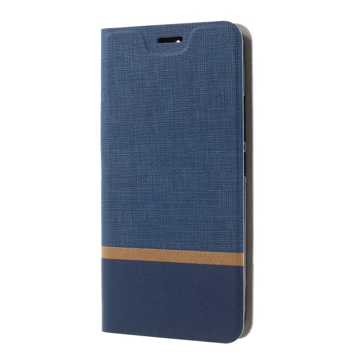Cross Texture Stand Leather Card Holder Built-in Steel Sheet Cell Phone Case Shell for Motorola Moto G5S - Blue-2