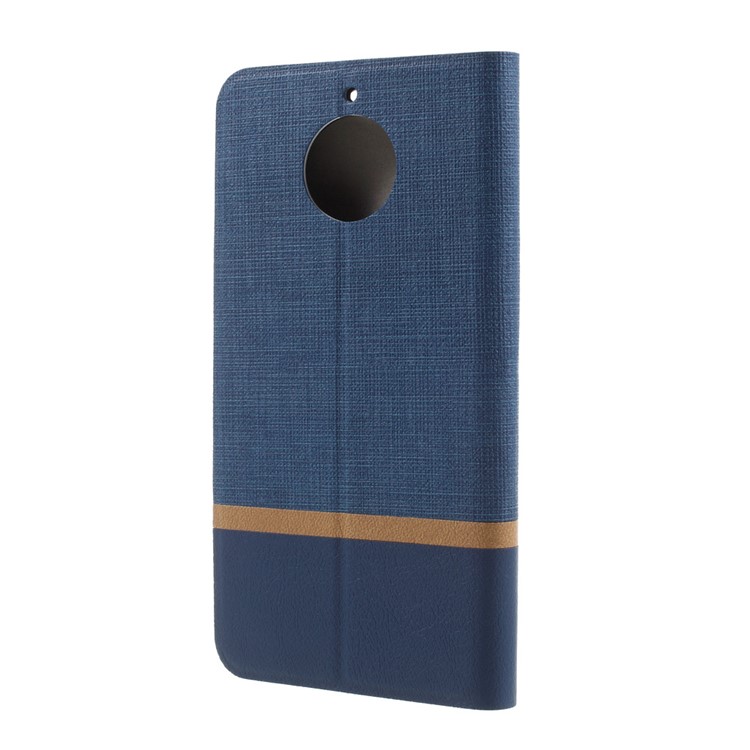 Cross Texture Stand Leather Card Holder Built-in Steel Sheet Cell Phone Case Shell for Motorola Moto G5S - Blue-3