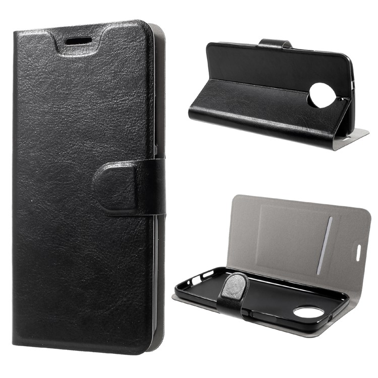 Crazy Horse Card Slot Stand Leather Case for Motorola Moto G6 - Black-1