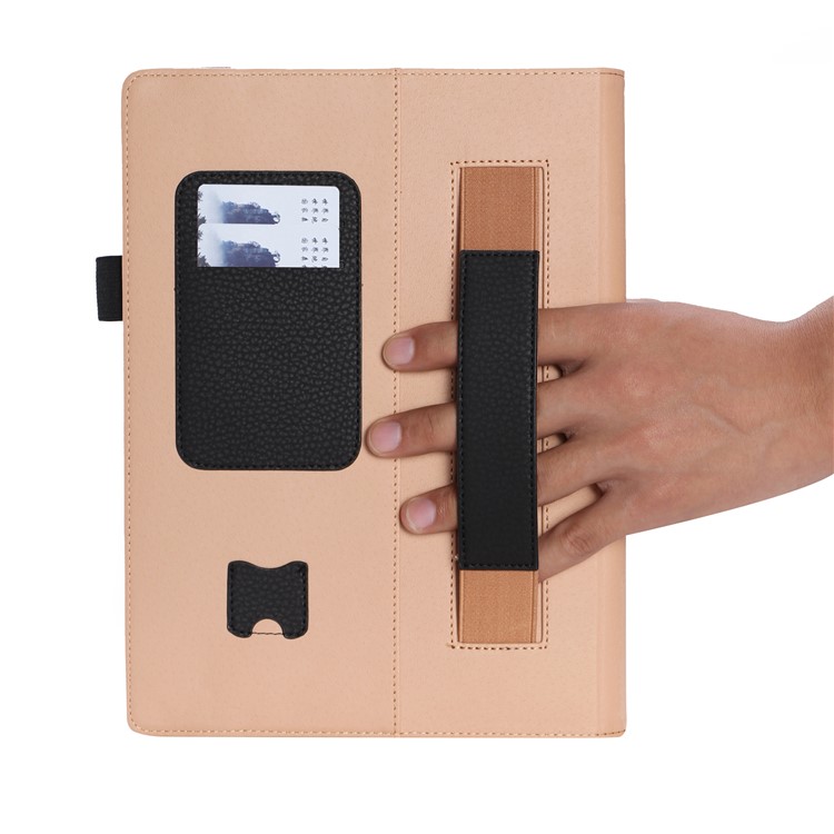 Leather Stand Wallet Case with Elastic Hand Strap for Lenovo Miix 320 - Black-10
