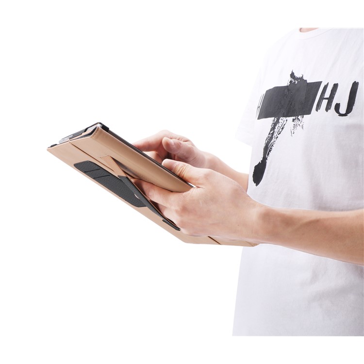 Leather Stand Wallet Case with Elastic Hand Strap for Lenovo Miix 320 - Black-11