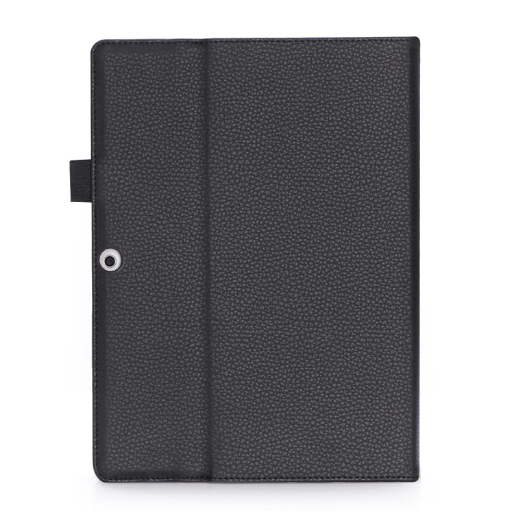 Leather Stand Wallet Case with Elastic Hand Strap for Lenovo Miix 320 - Black-3