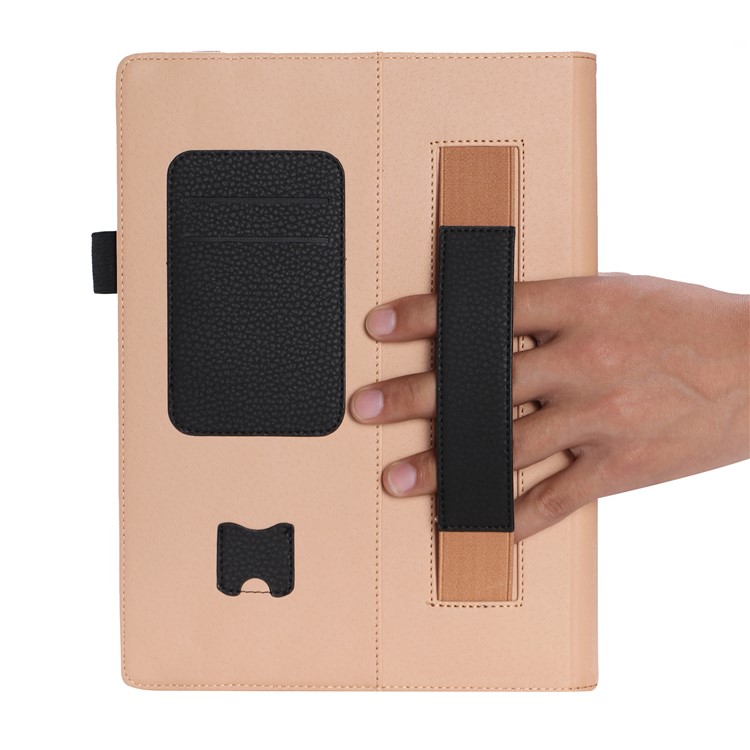 Leather Stand Wallet Case with Elastic Hand Strap for Lenovo Miix 320 - Black-9