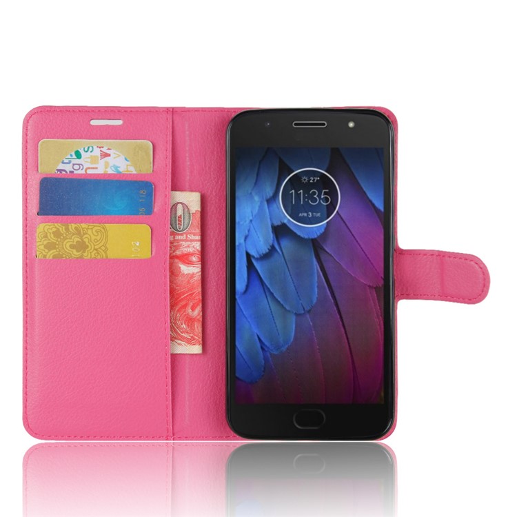 For Motorola MOTO G5S Plus Litchi Grain Wallet Leather Stand Phone Shell - Rose-4