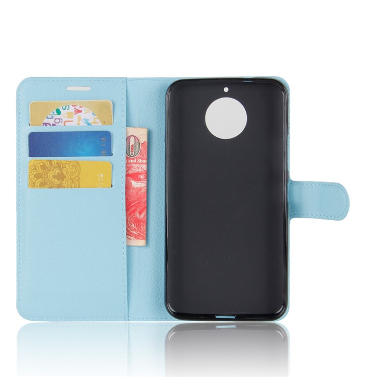 Litchi Grain Wallet Leather Stand Mobile Case Cover For Motorola MOTO G5S Plus - Blue-3