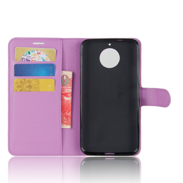 For Motorola MOTO G5S Plus Litchi Grain Wallet Flip Leather Mobile Phone Cover - Purple-3
