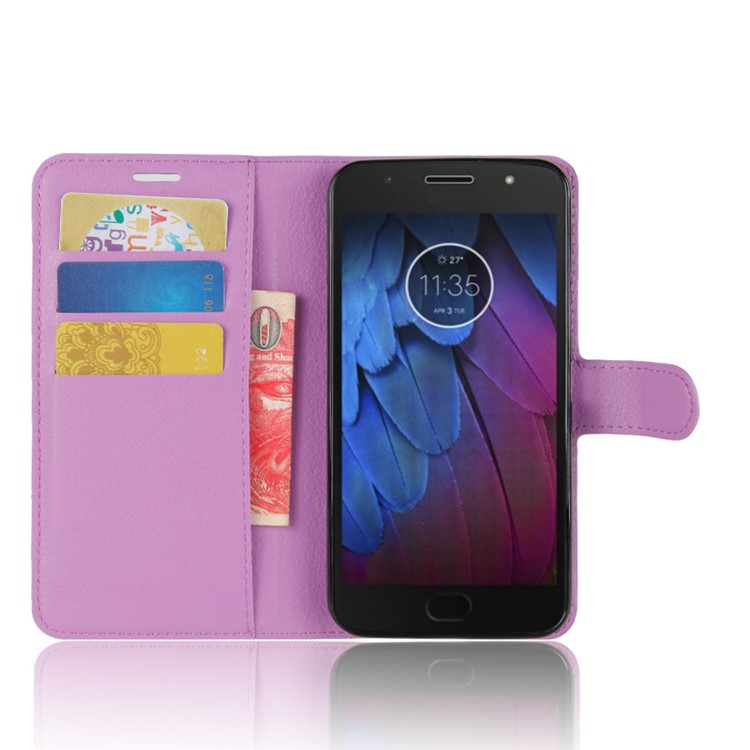 For Motorola MOTO G5S Plus Litchi Grain Wallet Flip Leather Mobile Phone Cover - Purple-4