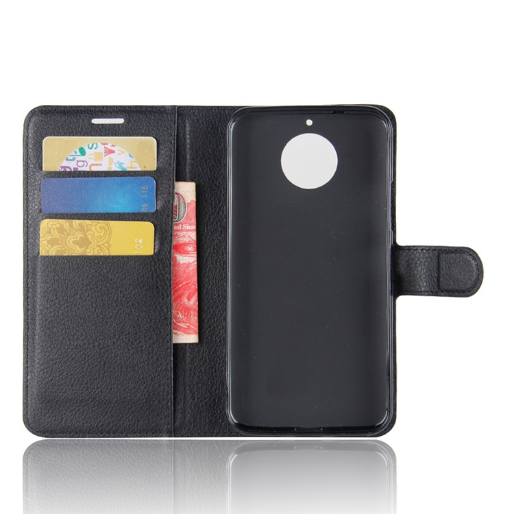 Litchi Skin Wallet Leather Stand Case for Motorola Moto G5S - Black-3