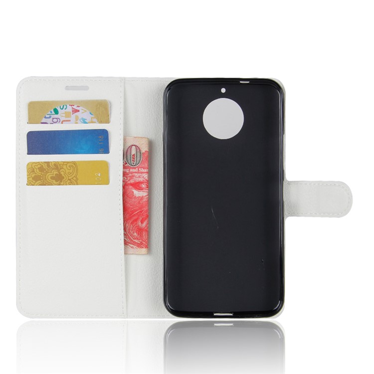 Litchi Skin Wallet Leather Stand Phone Cover for Motorola Moto G5S - White-3