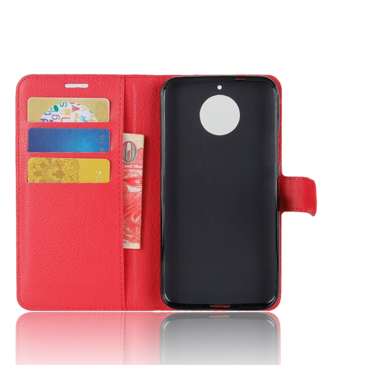 Litchi Skin Wallet Stand Stand Mobile Shell Для Motorola Moto G5S - Красный