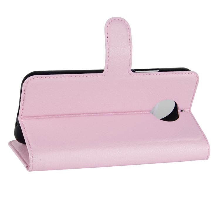 Litchi Skin Leather Card Holder Cell Phone Case with Stand for Motorola Moto G5S - Pink-5