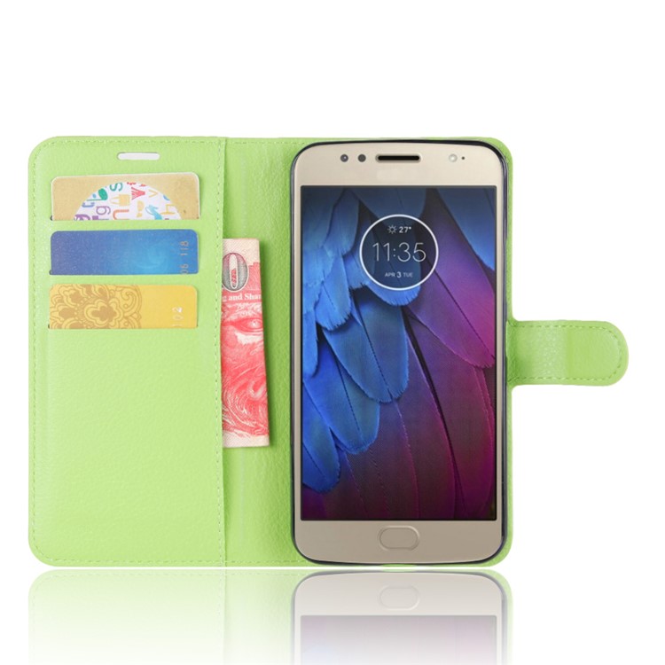 Litchi Skin Leather Stand Mobile Casing for Motorola Moto G5S - Green-4