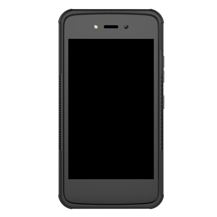Tyre Pattern 2-in-1 TPU + PC Hybrid Mobile Back Cover with Kickstand for Motorola Moto C - Black-4