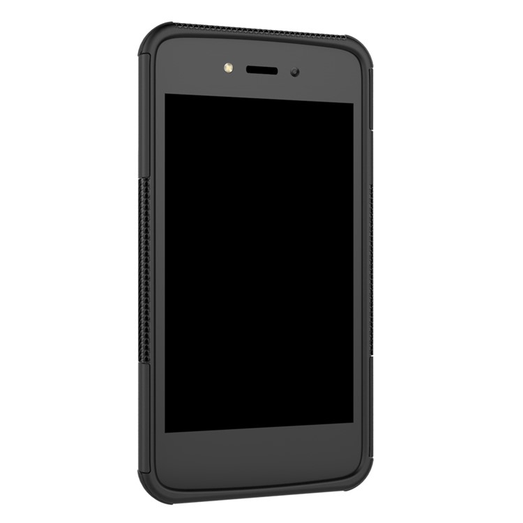 Tyre Pattern 2-in-1 TPU + PC Hybrid Mobile Back Cover with Kickstand for Motorola Moto C - Black-5