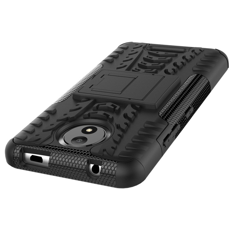 Tyre Pattern 2-in-1 TPU + PC Hybrid Mobile Back Cover with Kickstand for Motorola Moto C - Black-8