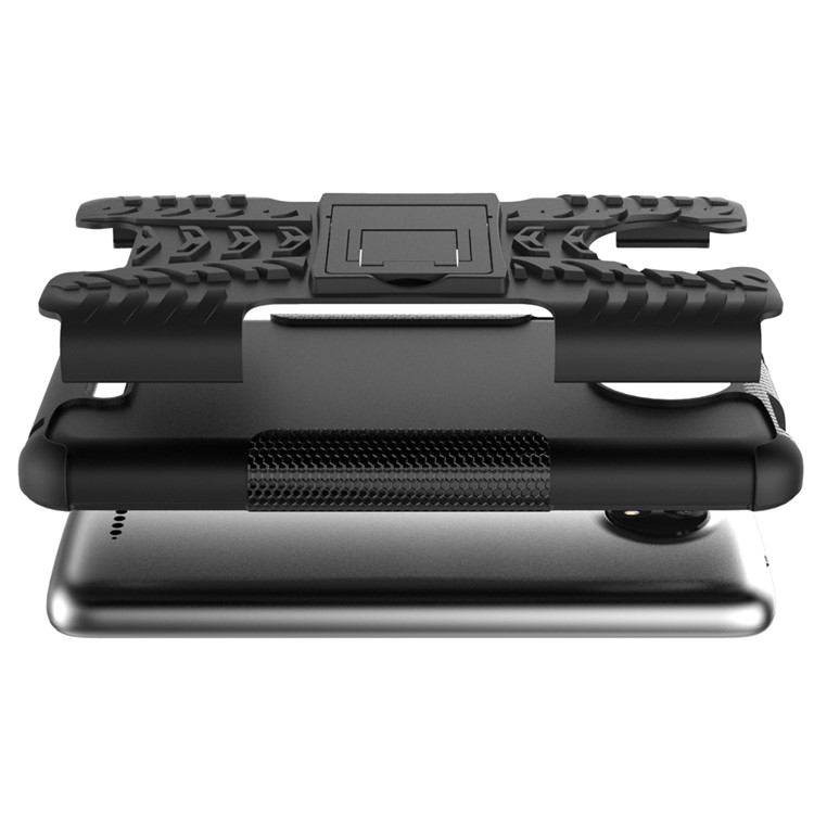 Tyre Pattern 2-in-1 TPU + PC Hybrid Mobile Back Cover with Kickstand for Motorola Moto C - Black-9