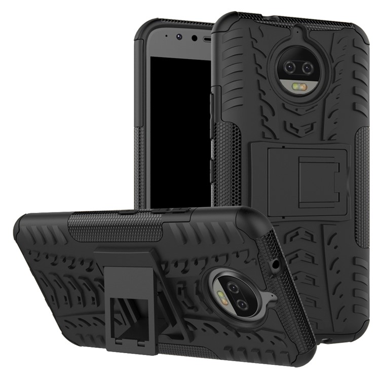Tyre Pattern 2-in-1 TPU + PC Hybrid Mobile Back Cover with Kickstand for Motorola Moto G5S Plus - Black-1