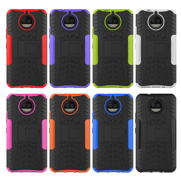 Pattern Pneumatici 2 in 1 TPU + PC Ibrido Mobile Cover Con Cavalletto Per Motorola Moto G5S Plus - Nero