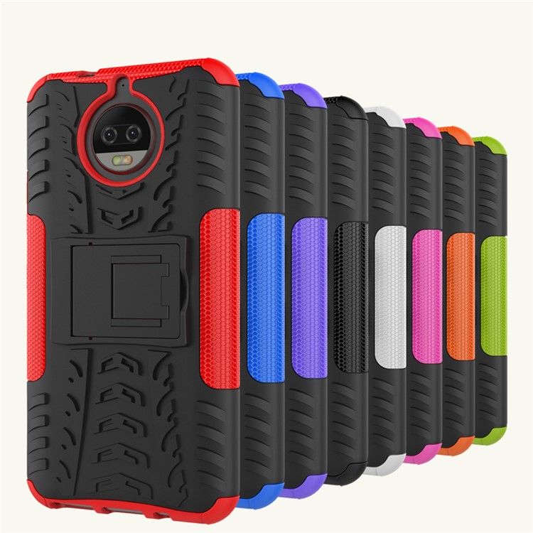 Tyre Pattern 2-in-1 TPU + PC Hybrid Mobile Phone Back Case with Kickstand for Motorola Moto G5S Plus - Green-2