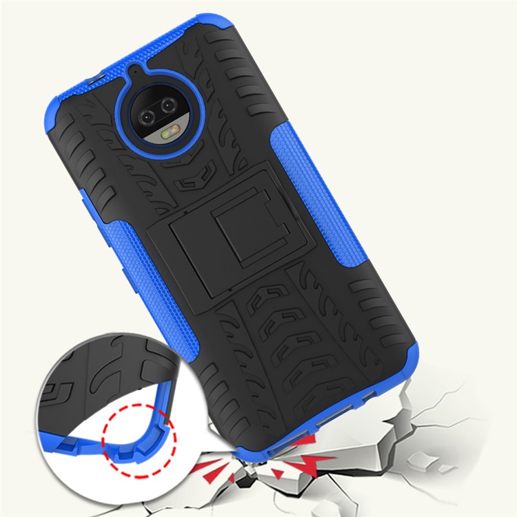Tyre Pattern 2-in-1 TPU + PC Hybrid Mobile Back Protective Cover with Kickstand for Motorola Moto G5S Plus - Blue-2