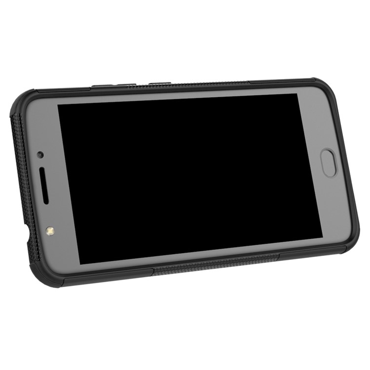 Tyre Pattern 2-in-1 TPU + PC Hybrid Kickstand Mobile Back Cover for Motorola Moto E4 Plus - Black-3