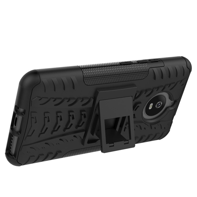 Tyre Pattern 2-in-1 TPU + PC Hybrid Kickstand Mobile Back Cover for Motorola Moto E4 Plus - Black-5