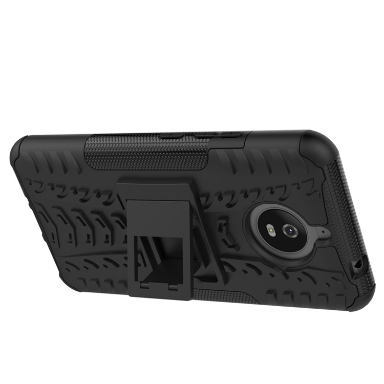 Tyre Pattern 2-in-1 TPU + PC Hybrid Kickstand Mobile Back Cover for Motorola Moto E4 Plus - Black-6