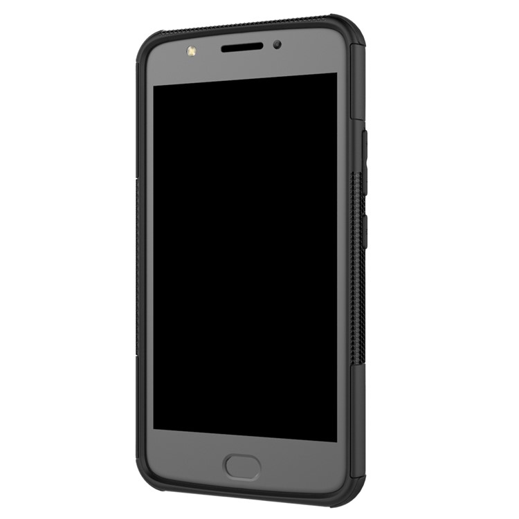 Tyre Pattern 2-in-1 TPU + PC Hybrid Kickstand Mobile Back Cover for Motorola Moto E4 Plus - Black-7