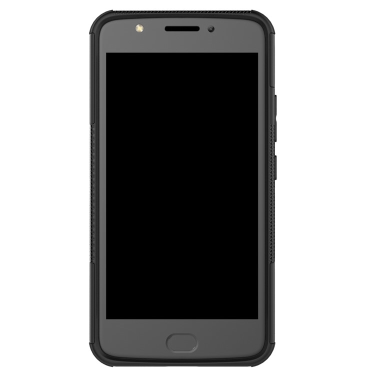 Tyre Pattern 2-in-1 TPU + PC Hybrid Kickstand Mobile Back Cover for Motorola Moto E4 Plus - Black-8