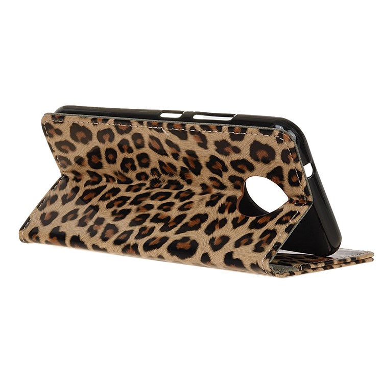 Leopard Wallet Leather Case Cover with Stand for Motorola Moto E4 Plus-4