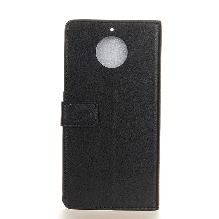 Lychee Skin Magnetic Leather Stand Cover for Motorola Moto E4 Plus - Black-2