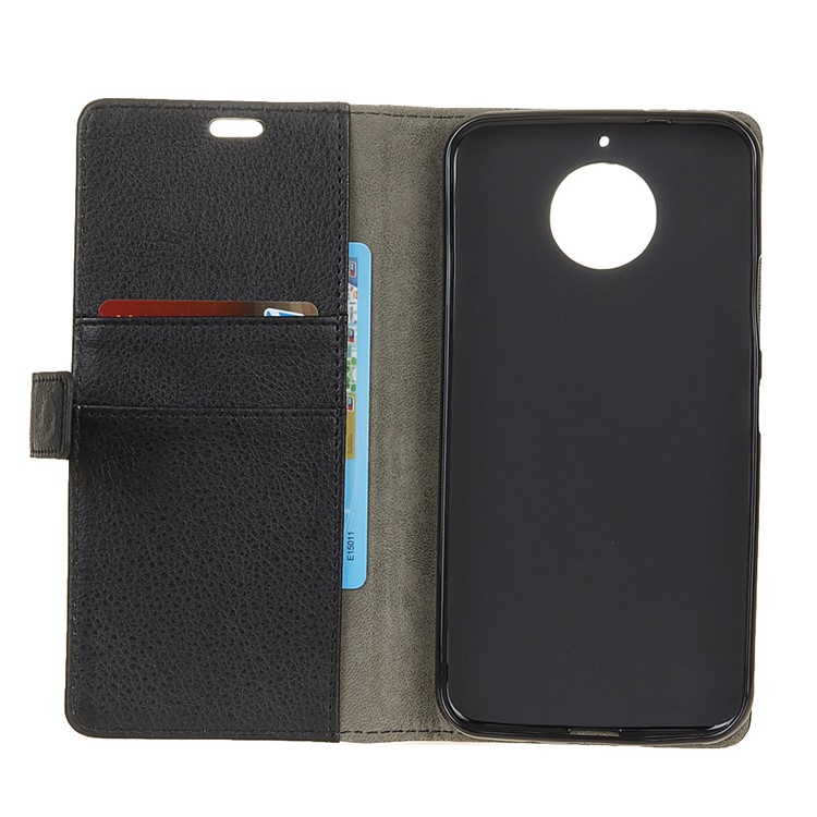 Lychee Skin Magnetic Leather Stand Cover for Motorola Moto E4 Plus - Black-4