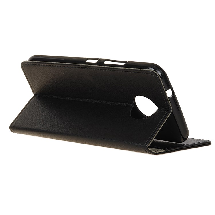 Lychee Skin Magnetic Leather Stand Cover for Motorola Moto E4 Plus - Black-5