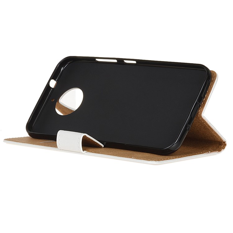 Patterned Leather Wallet Phone Cover for Motorola Moto E4 Plus - Eiffel Tower and Maple Leaves-5