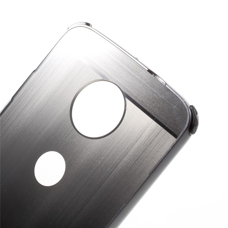 Slide-on Brushed PC Plate + Metal Bumper Combo Case for Motorola Moto Z2 Play - Black-5