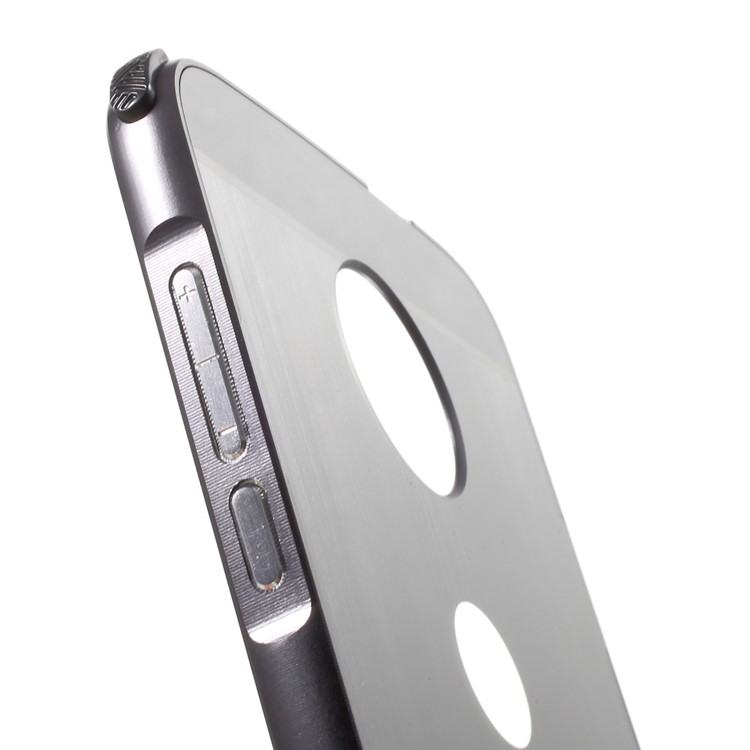 Slide-on Brushed PC Plate + Metal Bumper Combo Case for Motorola Moto Z2 Play - Black-7