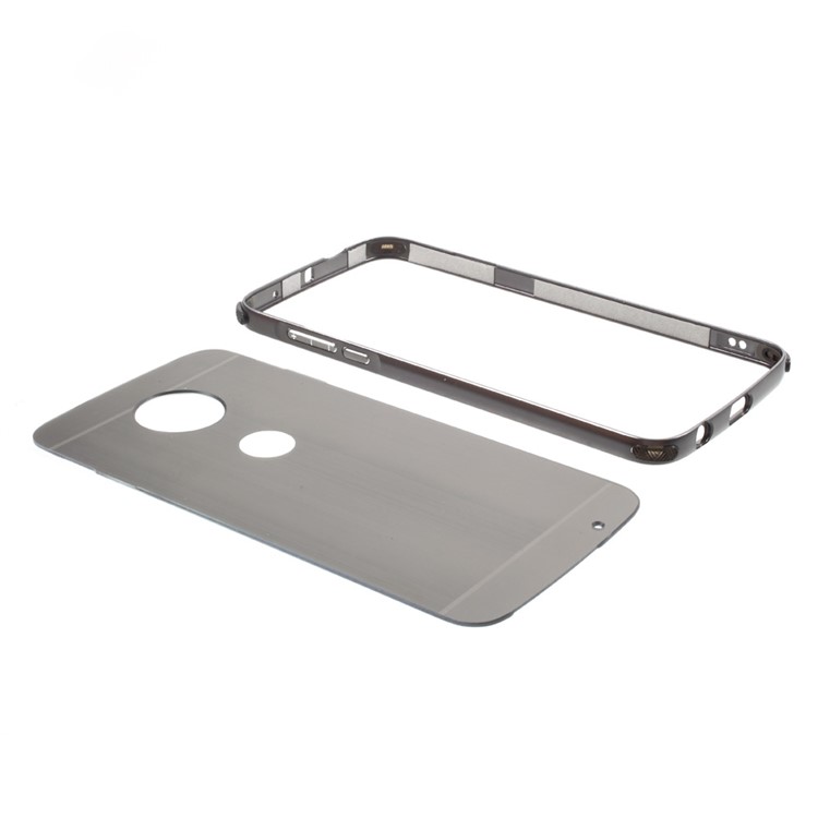 Slide-on Brushed PC Plate + Metal Bumper Combo Case for Motorola Moto Z2 Play - Black-8