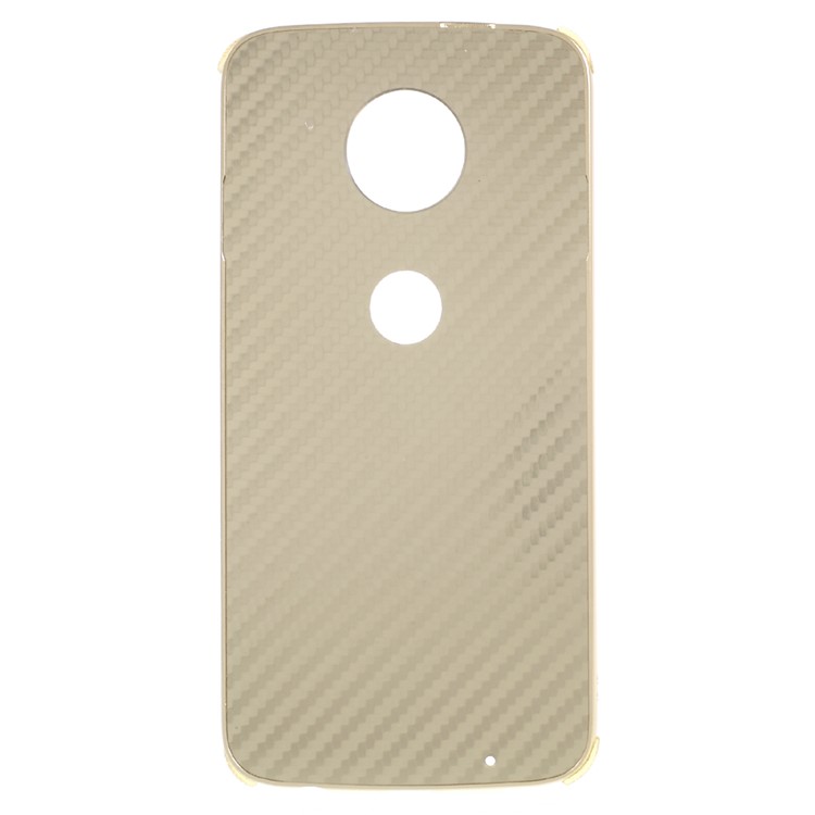 Slide-on Metal Frame + Carbon Fiber Texture Plastic Plate Phone Case for Motorola Moto Z2 Play - Gold-1