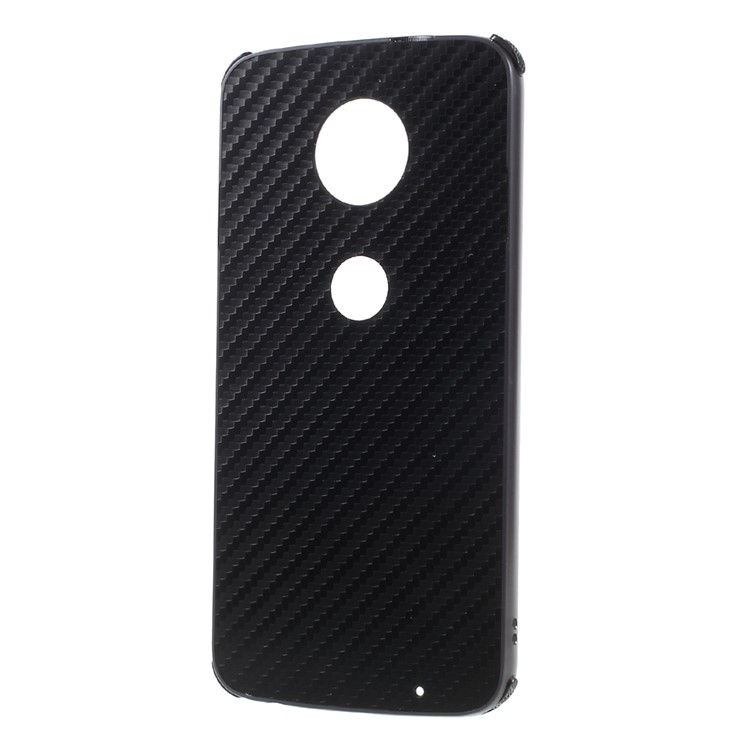 Slide-on Metal Frame + Carbon Fiber Texture Plastic Plate Back Cover for Motorola Moto Z2 Play - Black-1