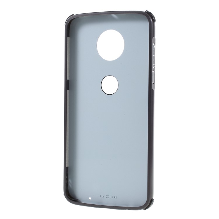 Slide-on Metal Frame + Carbon Fiber Texture Plastic Plate Back Cover for Motorola Moto Z2 Play - Black-2