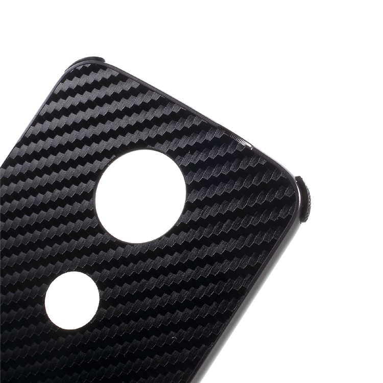 Slide-on Metal Frame + Carbon Fiber Texture Plastic Plate Back Cover for Motorola Moto Z2 Play - Black-4