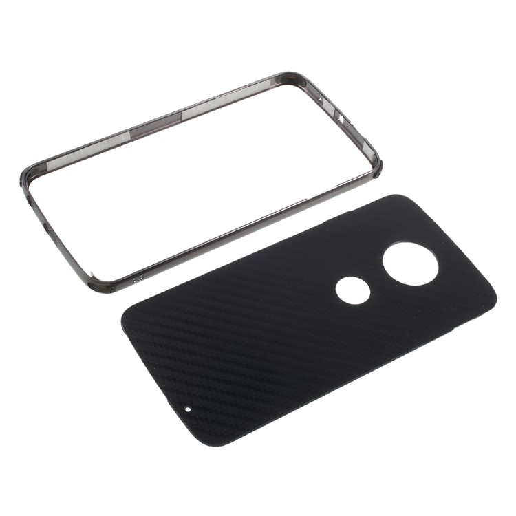 Slide-on Metal Frame + Carbon Fiber Texture Plastic Plate Back Cover for Motorola Moto Z2 Play - Black-6