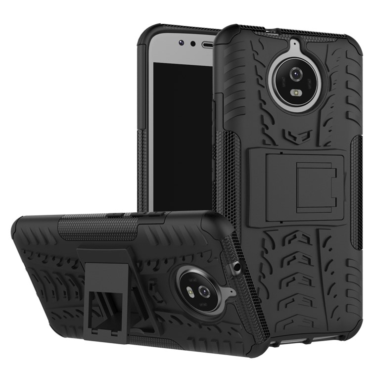 2-in-1 Tyre Pattern Kickstand Combo Cover (PC + TPU) for Motorola Moto G6 - Black-1