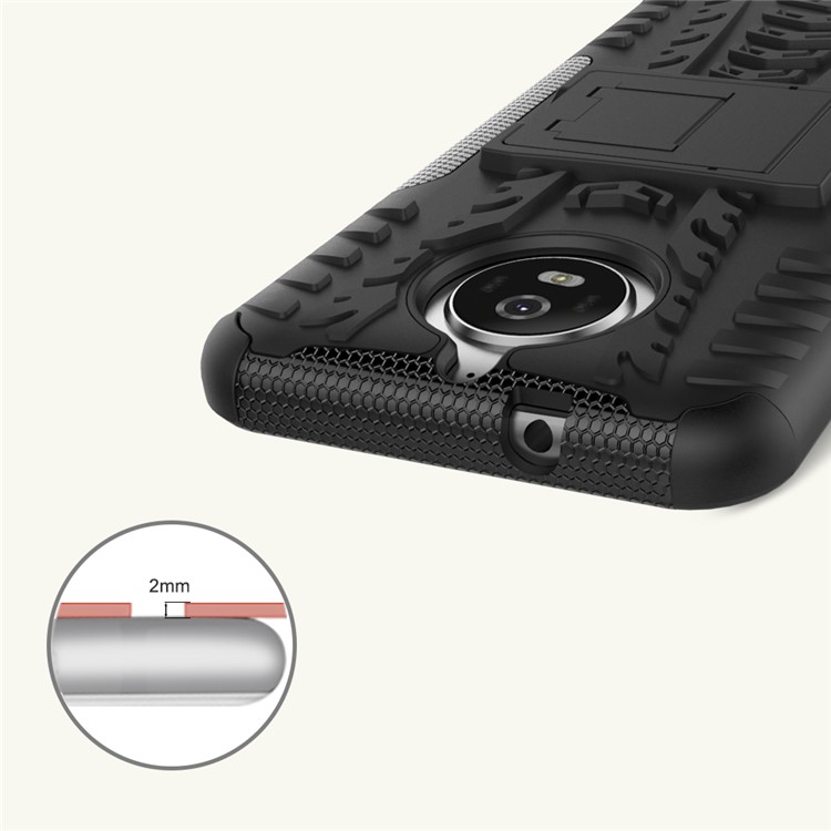 2-in-1 Tyre Pattern Kickstand Combo Cover (PC + TPU) for Motorola Moto G6 - Black-11