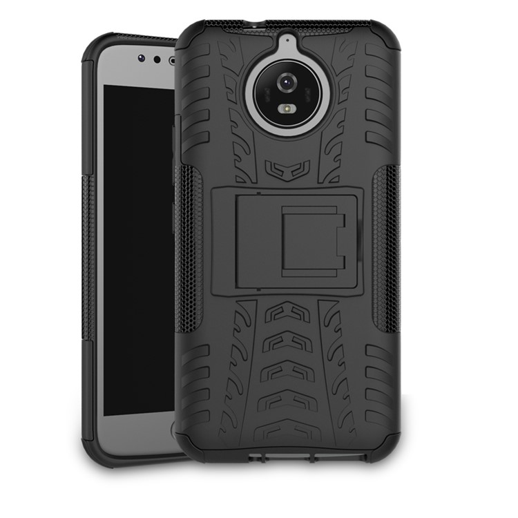2-in-1 Tyre Pattern Kickstand Combo Cover (PC + TPU) for Motorola Moto G6 - Black-12