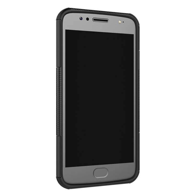 2-in-1 Tyre Pattern Kickstand Combo Cover (PC + TPU) for Motorola Moto G6 - Black-5