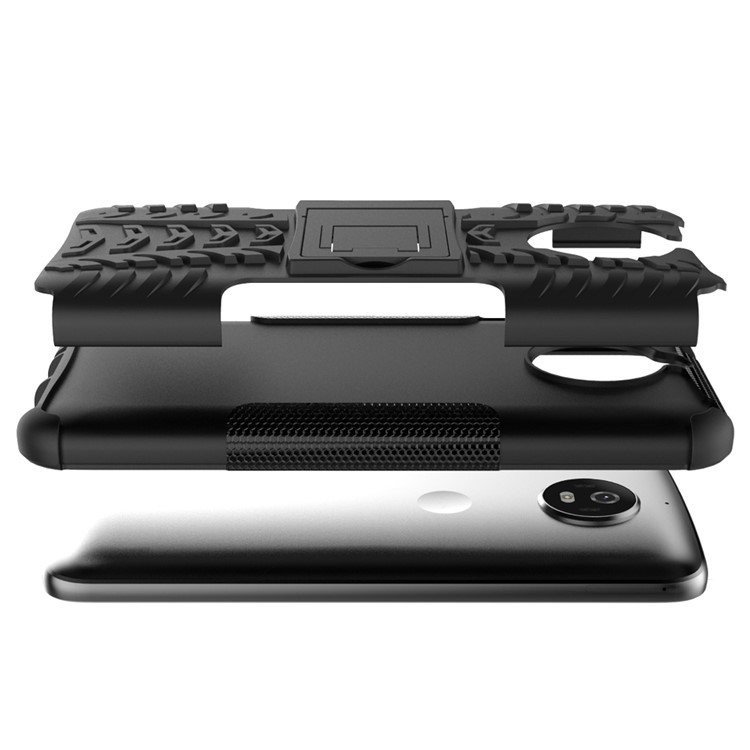 2-in-1 Tyre Pattern Kickstand Combo Cover (PC + TPU) for Motorola Moto G6 - Black-9