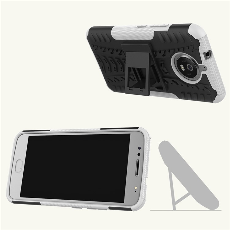 2-in-1 Tyre Pattern Kickstand PC + TPU Combo Phone Case for Motorola Moto G5S - White-3
