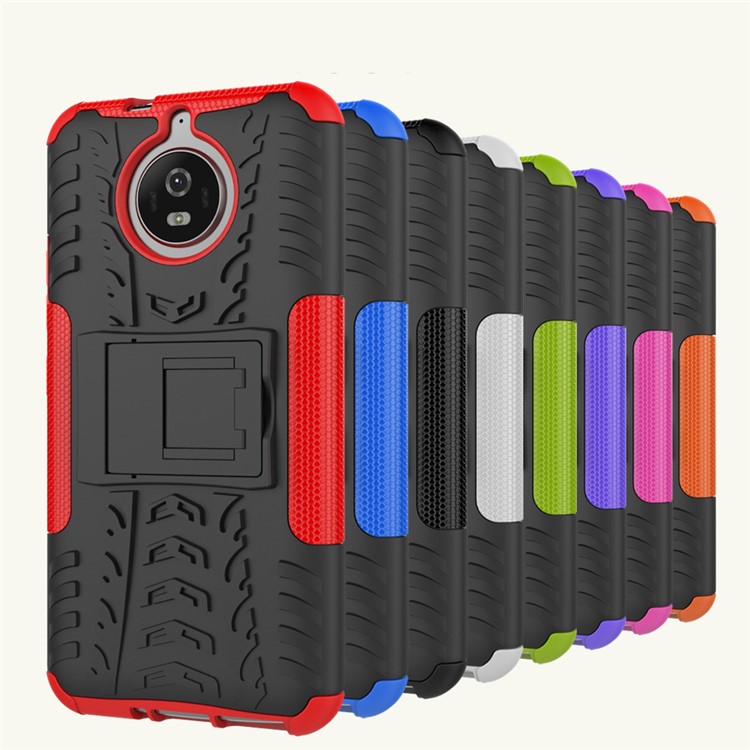 2-in-1 Tyre Pattern Kickstand PC + TPU Combo Phone Case for Motorola Moto G5S - White-4