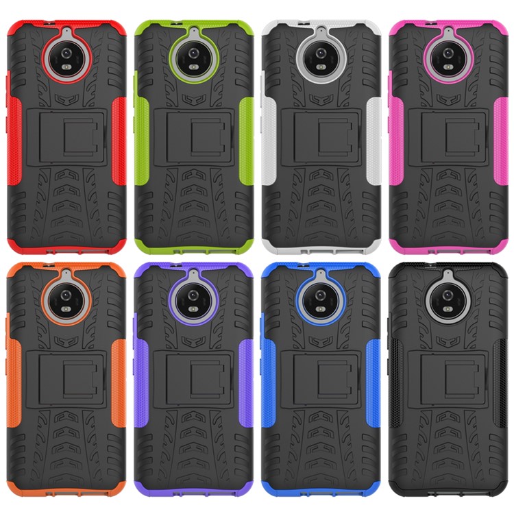 2-in-1 Tyre Pattern Kickstand PC + TPU Combo Phone Case for Motorola Moto G5S - White-5